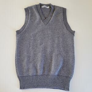 Vintage BP Britches V-Neck Sweater Vest Gray Large Textured Knit Sleeveless EUC